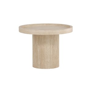 VENTURE DESIGN Krille sidebord, rund - travertinlook 3D-papir (�60x45)