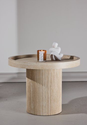 VENTURE DESIGN Krille sidebord, rund - travertinlook 3D-papir (�60x45)