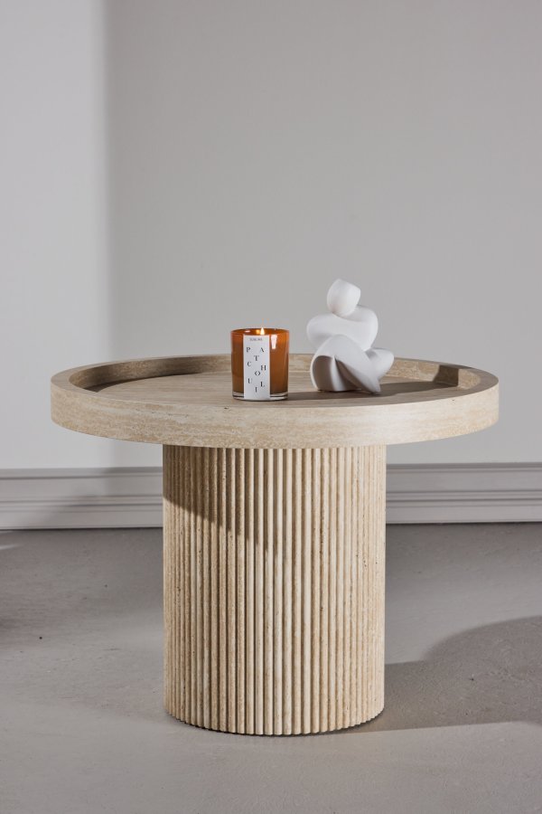 VENTURE DESIGN Krille sidebord ?60x45 cm - MDF med 3D-papir / travertinlook