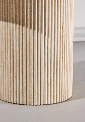 VENTURE DESIGN Krille sidebord, rund - travertinlook 3D-papir (�60x45)