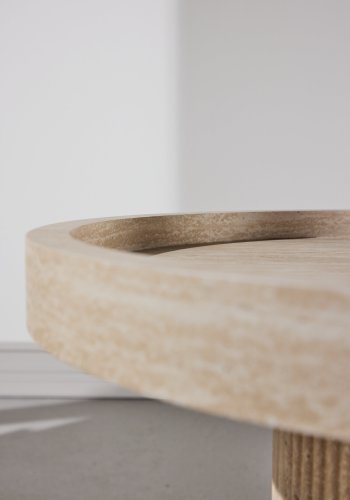 VENTURE DESIGN Krille sidebord, rund - travertinlook 3D-papir (�60x45)