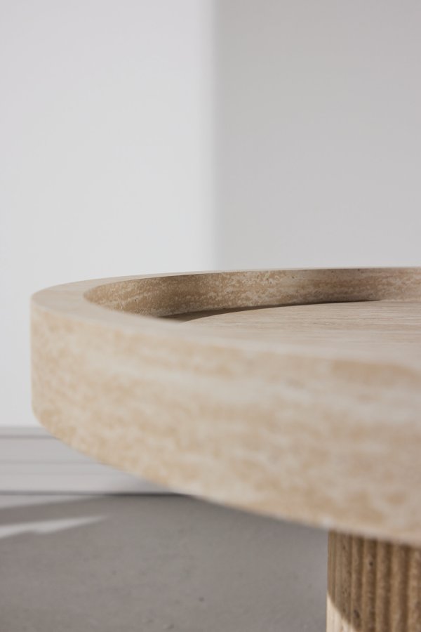 VENTURE DESIGN Krille sidebord ?60x45 cm - MDF med 3D-papir / travertinlook