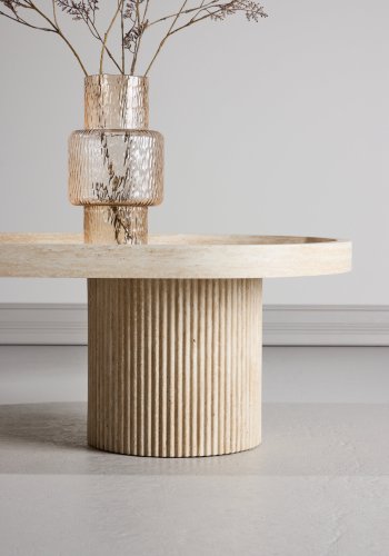 VENTURE DESIGN Krille sofabord, oval - travertinlook 3D-papir (120x60x35)