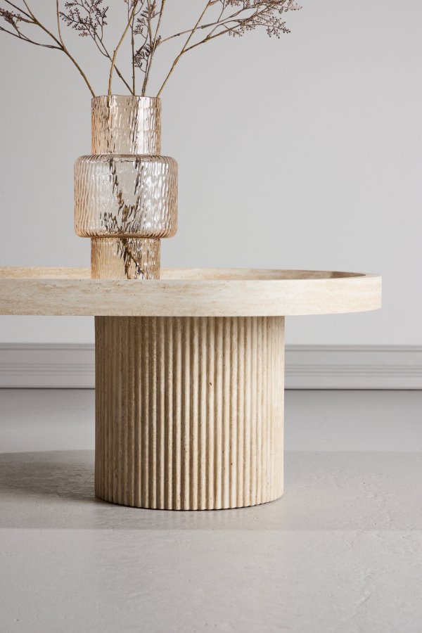 VENTURE DESIGN Krille sofabord 120x60x35 cm - MDF med 3D-papir / travertinlook