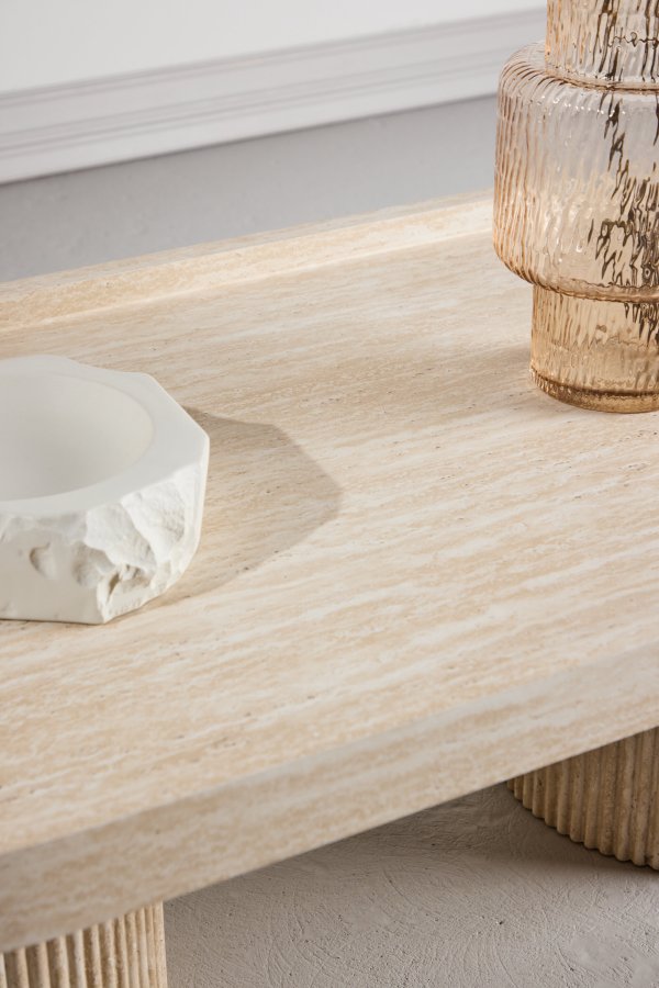 VENTURE DESIGN Krille sofabord 120x60x35 cm - MDF med 3D-papir / travertinlook