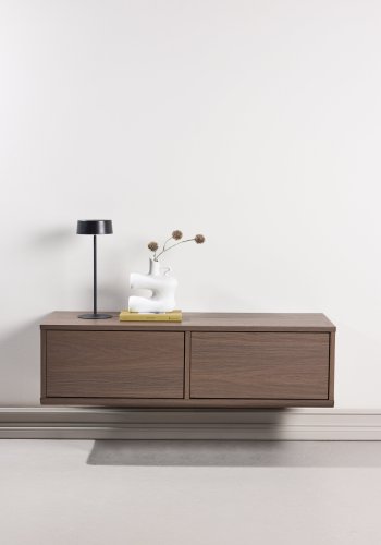 VENTURE DESIGN Dragh v�gh�ngt TV-bord, m. 2 skuffer - MDF med mocca 3D Papir (100x35x28)