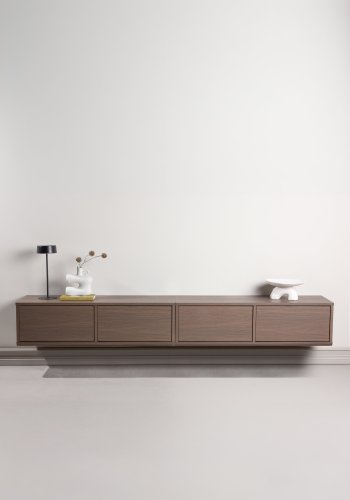 VENTURE DESIGN Dragh v�gh�ngt TV-bord, m. 2 skuffer - MDF med mocca 3D Papir (100x35x28)