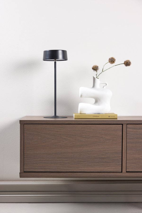 VENTURE DESIGN Dragh v�gh�ngt TV-bord, m. 2 skuffer - MDF med mocca 3D Papir (100x35x28)