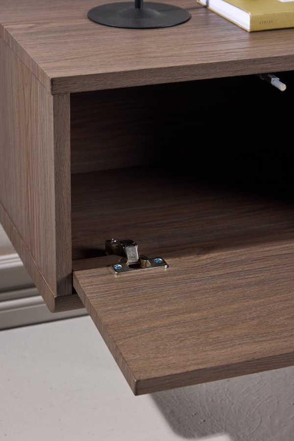 VENTURE DESIGN Dragh v�gh�ngt TV-bord, m. 2 skuffer - MDF med mocca 3D Papir (100x35x28)