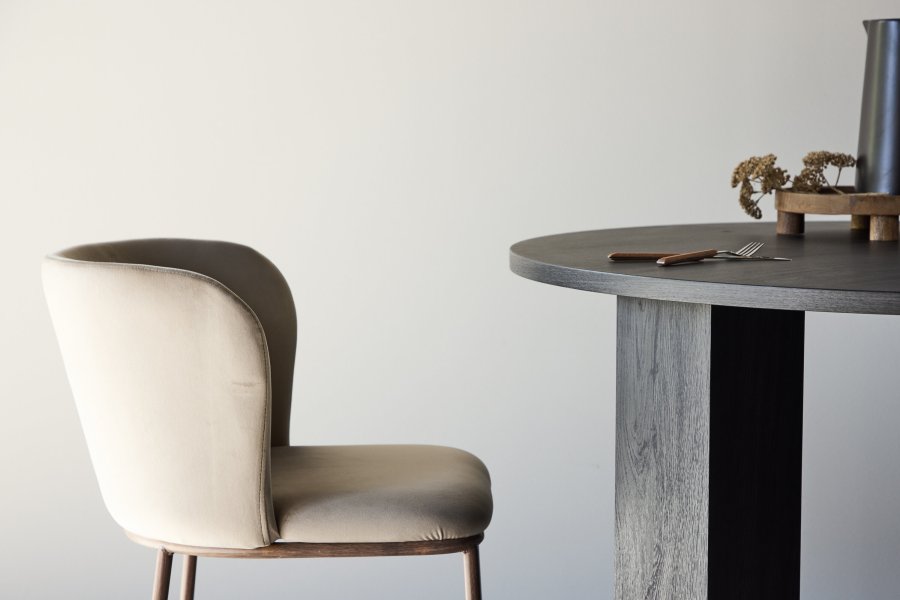 VENTURE DESIGN Edina Spisestole 2-pak - St�l Tr�look 3D Papir / Beige Velour