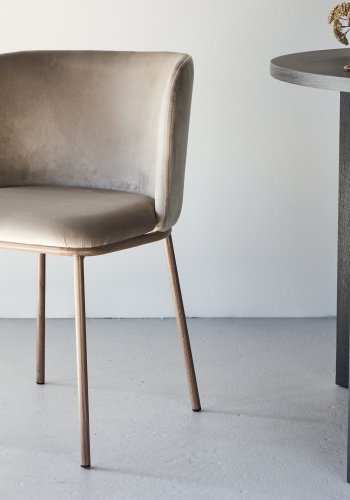 VENTURE DESIGN Edina Spisestole 2-pak - St�l Tr�look 3D Papir / Beige Velour