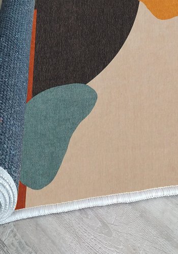 TEPPI Woopamuk007 gulvtppe m. mnster, rektangulr - multifarvet bomuld og polyester (120x180)