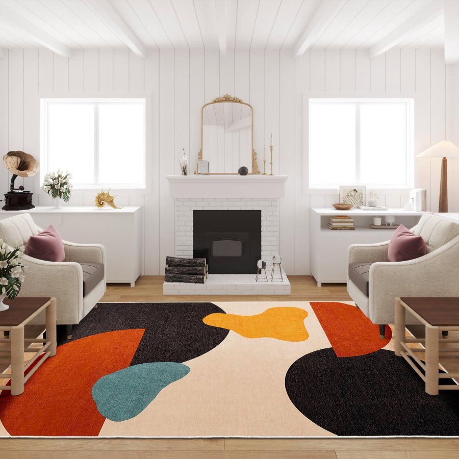 TEPPI Woopamuk007 gulvtppe m. mnster, rektangulr - multifarvet bomuld og polyester (180x280)