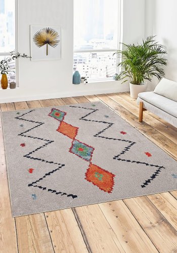 TEPPI Woopamuk017 gulvtppe m. mnster, rektangulr - multifarvet bomuld og polyester (120 x 180)