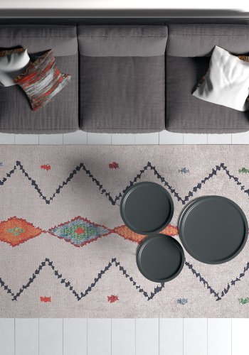 TEPPI Woopamuk017 gulvtppe m. mnster, rektangulr - multifarvet bomuld og polyester (120 x 180)