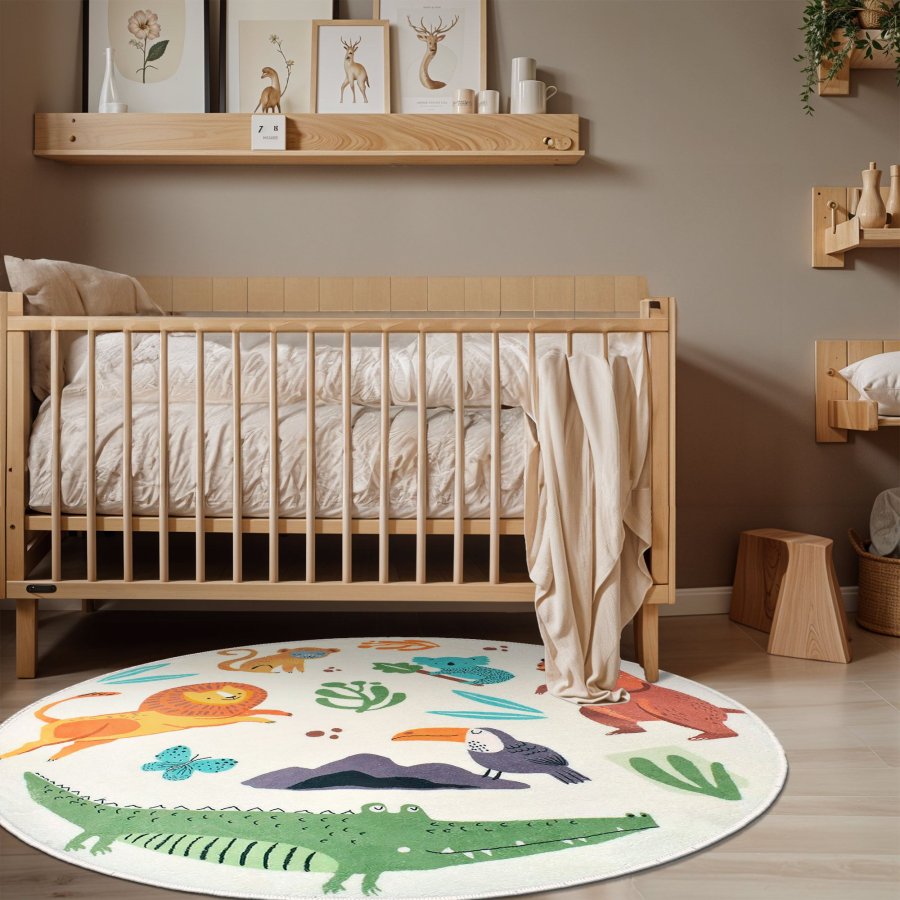 TEPPI Woopamuk109 gulvtppe til brn, rund - multifarvet bomuld og polyester (100)