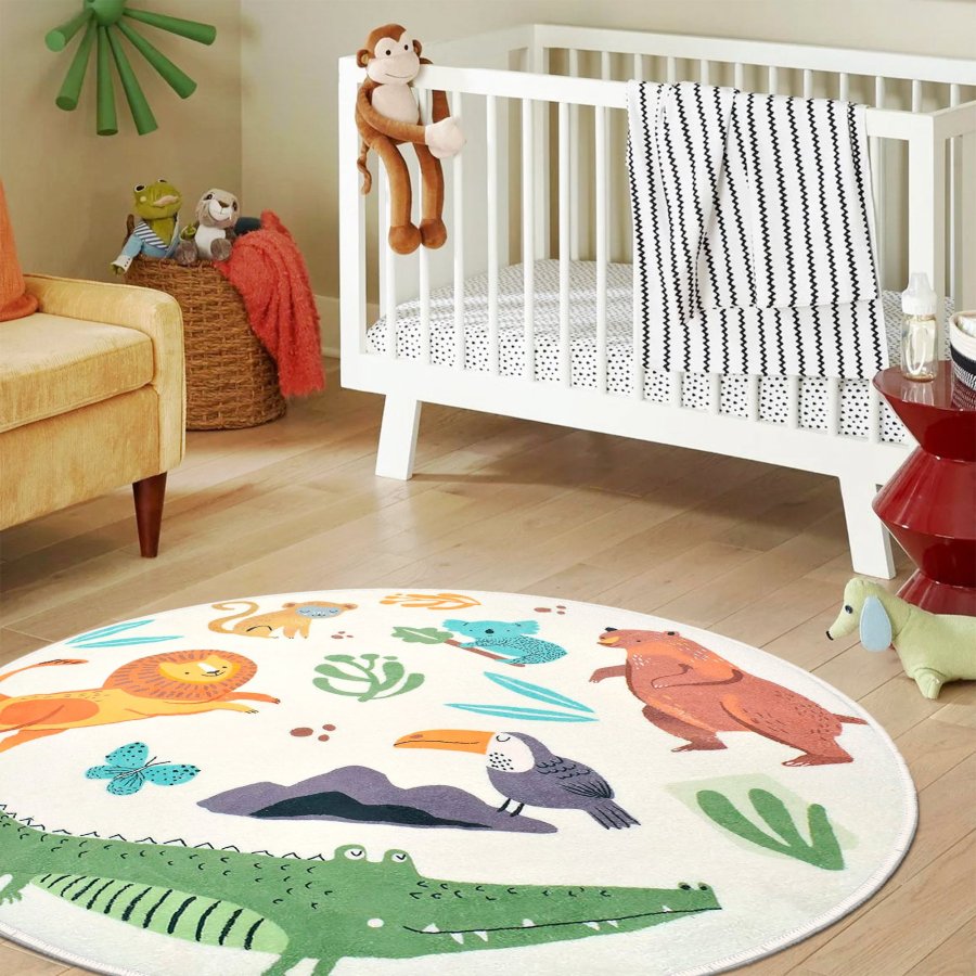 TEPPI Woopamuk109 gulvtppe til brn, rund - multifarvet bomuld og polyester (100)