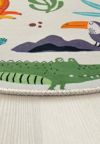 TEPPI Woopamuk109 gulvtppe til brn, rund - multifarvet bomuld og polyester (100)