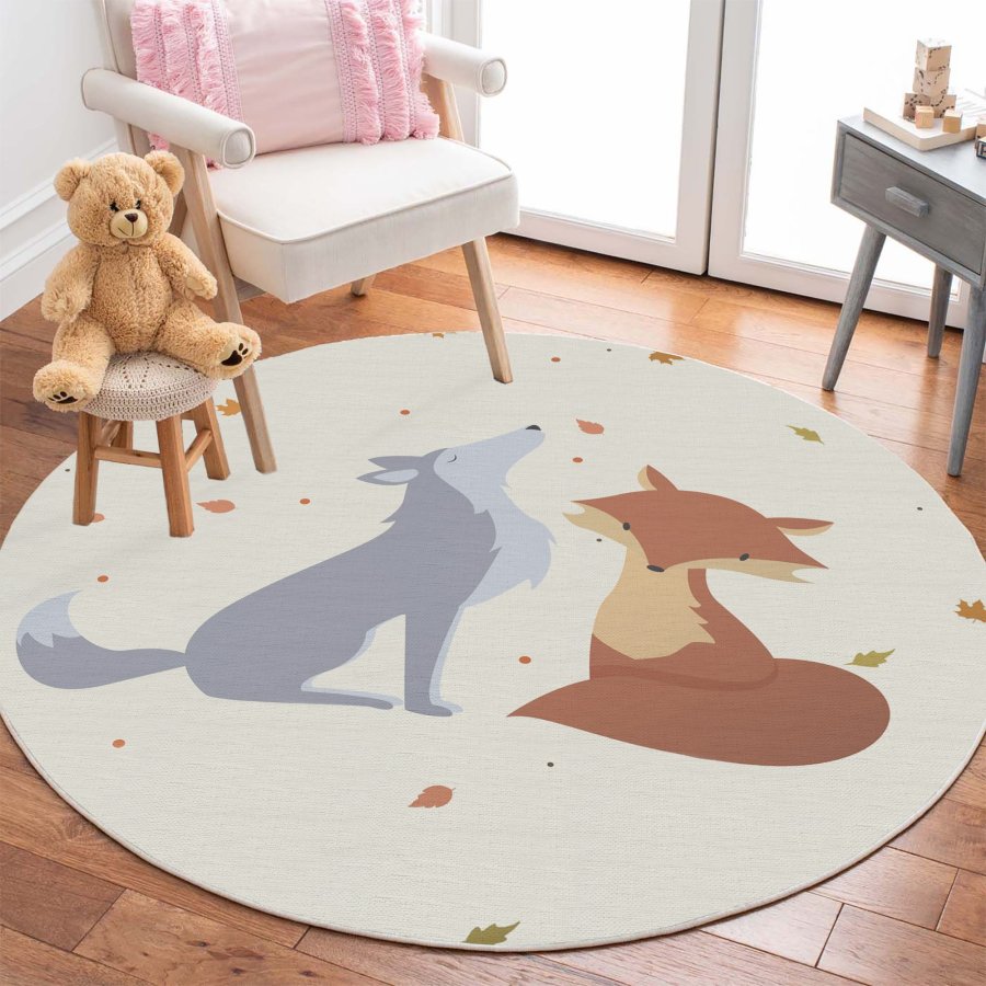 TEPPI Woopamuk143 gulvtppe til brn, rund - multifarvet bomuld og polyester (90)