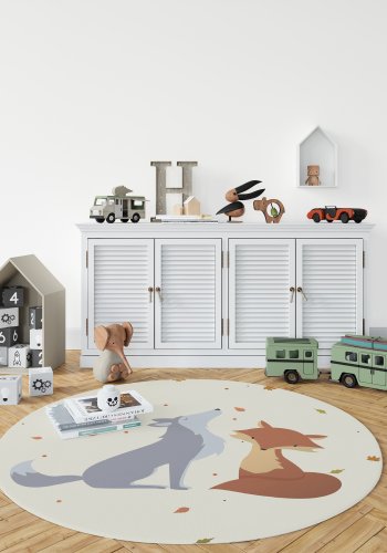 TEPPI Woopamuk143 gulvtppe til brn, rund - multifarvet bomuld og polyester (90)