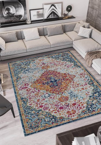 TEPPI Woopamuk175 gulvtppe m. mnster, rektangulr - multifarvet bomuld og polyester (180x280)