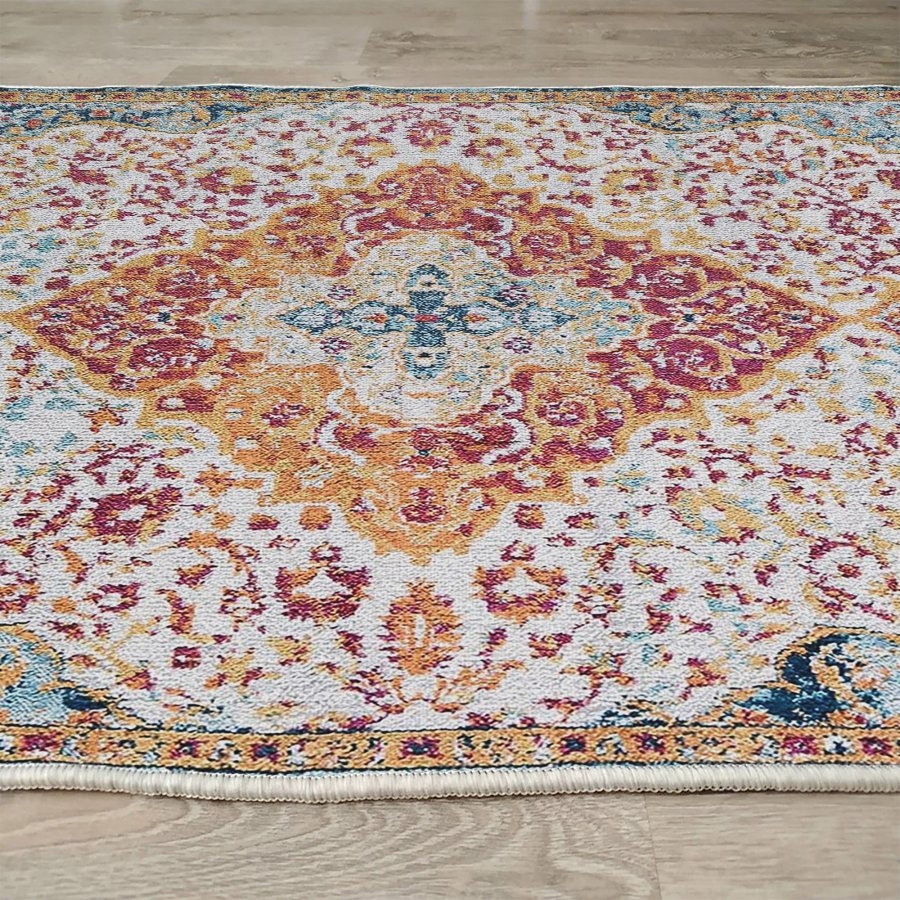 TEPPI Woopamuk176 gulvtppe m. mnster, rektangulr - multifarvet bomuld og polyester (160x230)