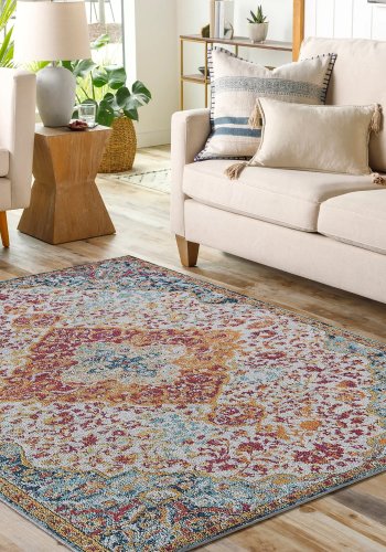 TEPPI Woopamuk176 gulvtppe m. mnster, rektangulr - multifarvet bomuld og polyester (180x280)