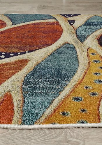 TEPPI Woopamuk221 gulvtppe m. mnster, rektangulr - multifarvet bomuld og polyester (140x220)