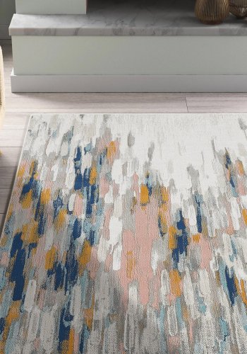 TEPPI Woopamuk254 gulvtppe m. mnster, rektangulr - multifarvet bomuld og polyester (120x180)