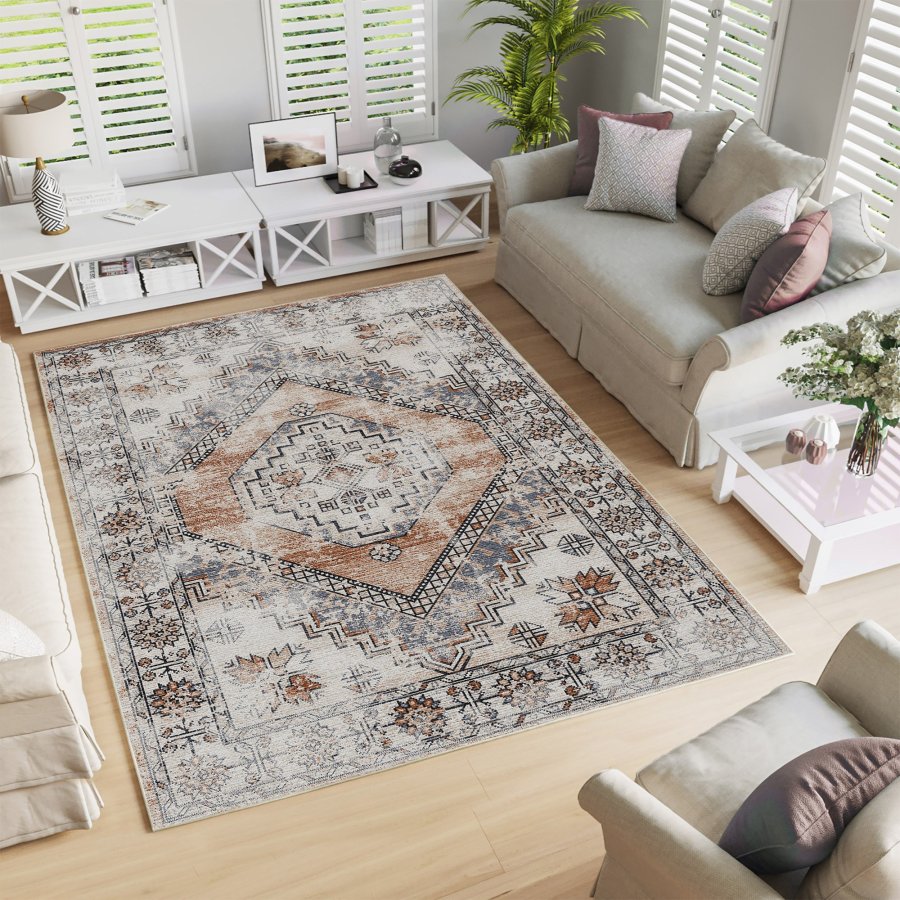 TEPPI Woopamuk322 gulvtppe m. mnster, rektangulr - multifarvet bomuld og polyester (160x230)