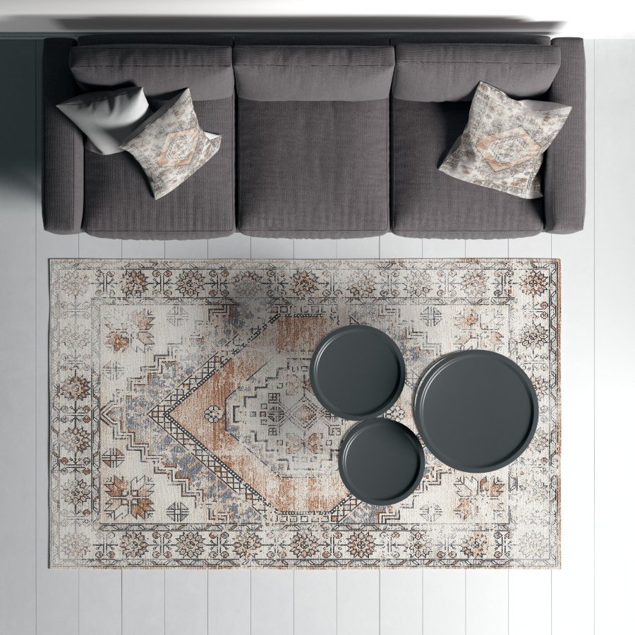 TEPPI Woopamuk322 gulvtppe m. mnster, rektangulr - multifarvet bomuld og polyester (160x230)