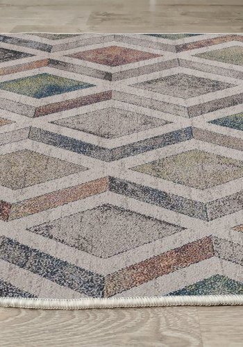 TEPPI Woopamuk393 gulvtppe m. mnster, rektangulr - multifarvet bomuld og polyester (160x230)