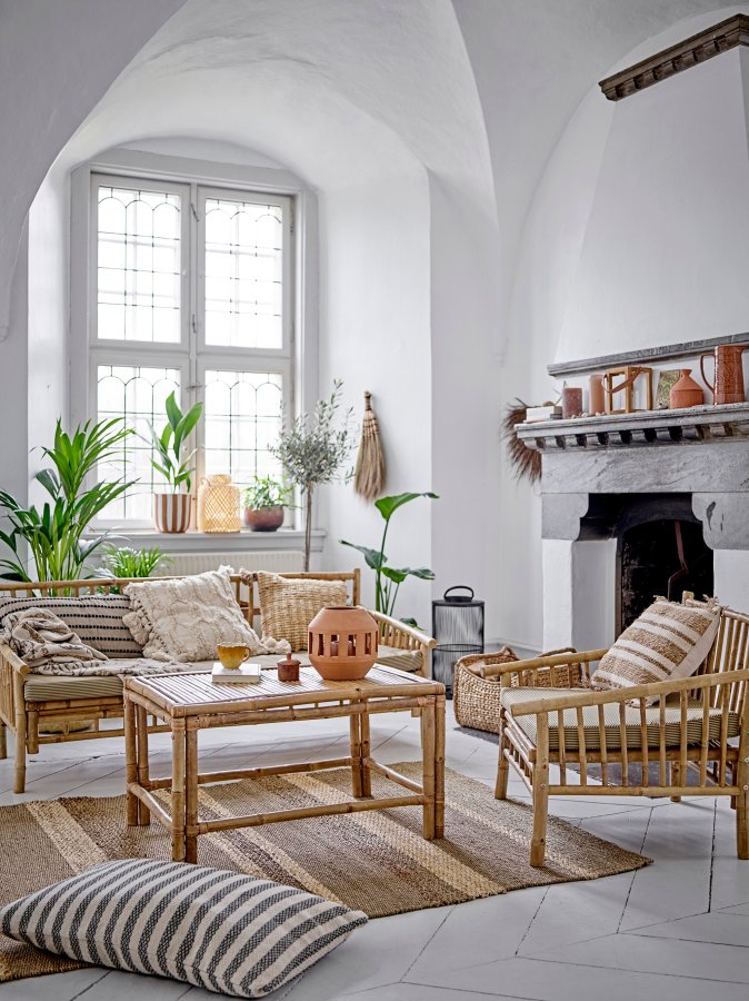 BLOOMINGVILLE Felina Kissen, Natur, Jute B: 45cm, L: 45cm