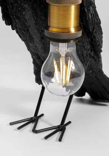 KARE DESIGN Animal Crow bordlampe - matt sort polyresin og kobber aluminium
