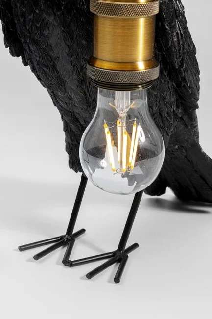 KARE DESIGN Animal Crow bordlampe - matt sort polyresin og kobber aluminium