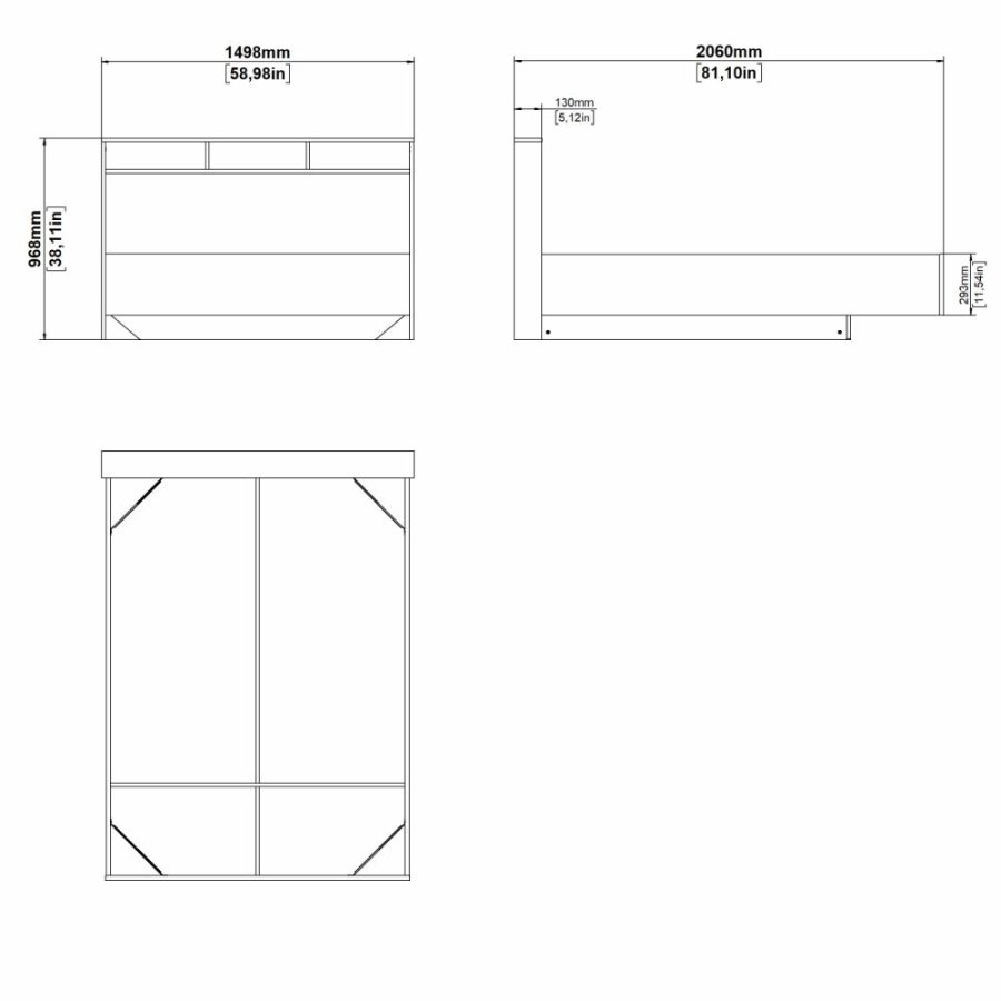 TVILUM Ikast Bett 140x190, Jackson Hickory / Weiß, 149,8 x 206 x 96,8 cm