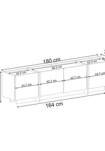 FUNZI LIVING Lowen - Atlantic Pine, antracitgr� TV-b&auml;nk
