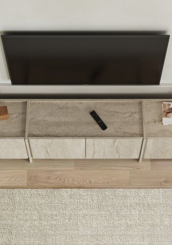 FUNZI LIVING Lowen � TV-bord i travertin