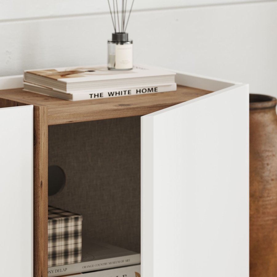 FUNZI LIVING Lowen - Vit, TV-b&auml;nk i atlantisk furu