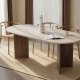 NORDV&Auml;RK Sabella spisebord, oval - sand travertin og brun Venezia valn�d melamin (200x90)