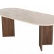 NORDV&Auml;RK Sabella spisebord, oval - sand travertin og brun Venezia valn�d melamin (200x90)