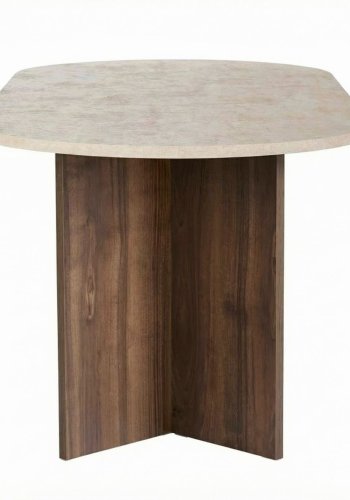 NORDV&Auml;RK Sabella spisebord, oval - sand travertin og brun Venezia valn�d melamin (200x90)