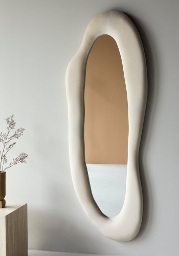VENTURE DESIGN Louisville spejl 66x185 cm - MDF med beige stof / klart glas