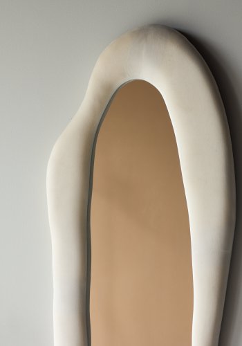 VENTURE DESIGN Louisville spejl 66x185 cm - MDF med beige stof / klart glas