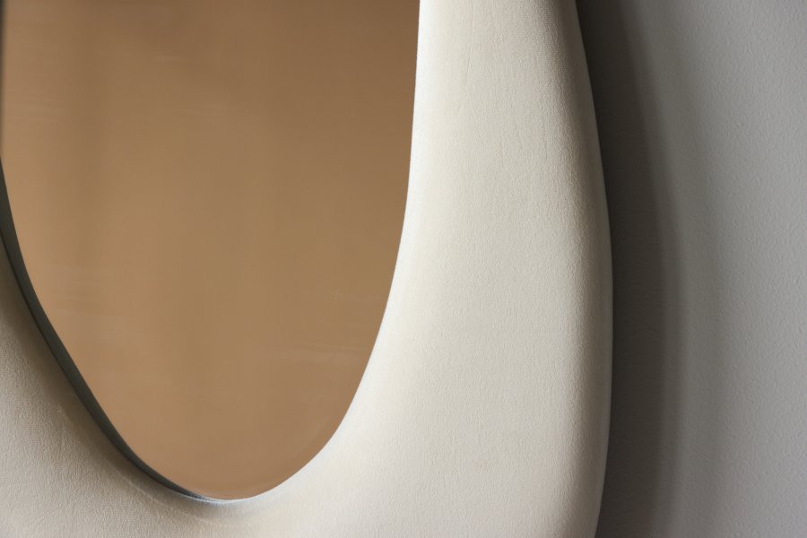 VENTURE DESIGN Louisville spejl 66x185 cm - MDF med beige stof / klart glas