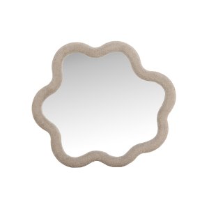 VENTURE DESIGN Kungsbacka veggspeil, organisk - speilglass og beige boucl� (70x70)