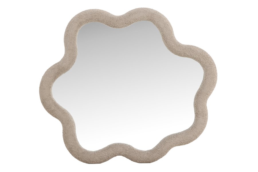 VENTURE DESIGN Kungsbacka veggspeil, organisk - speilglass og beige boucl� (70x70)