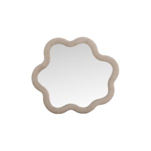 VENTURE DESIGN Kungsbacka v�gspejl, organisk - spejlglas og beige boucl� (70x70)