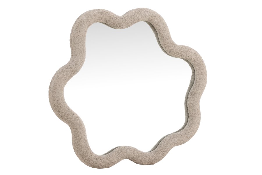 VENTURE DESIGN Kungsbacka veggspeil, organisk - speilglass og beige boucl� (70x70)