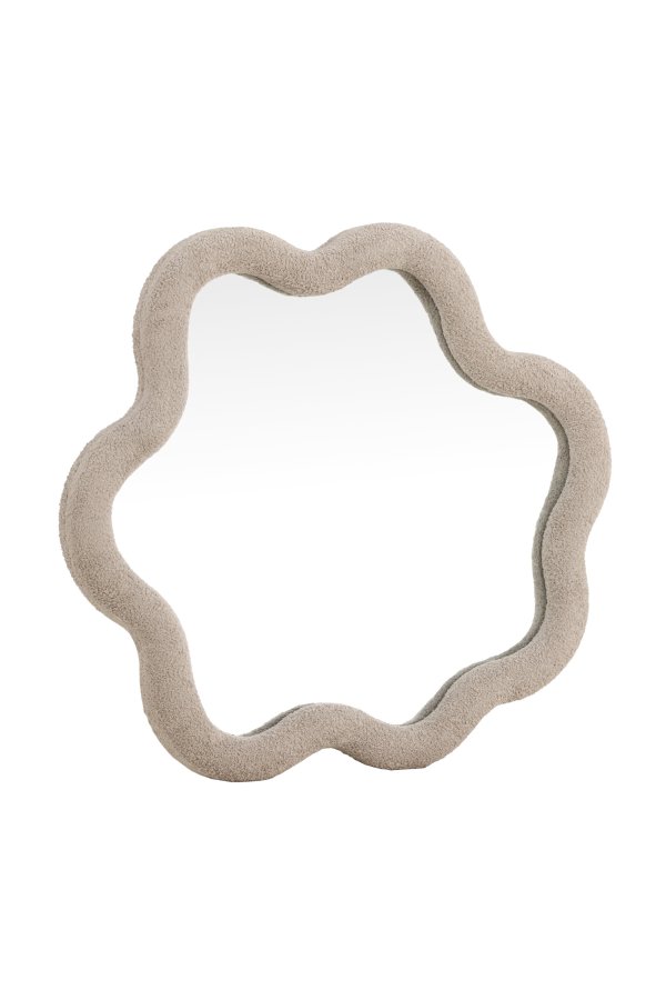 VENTURE DESIGN Kungsbacka v�gspejl, organisk - spejlglas og beige boucl� (70x70)